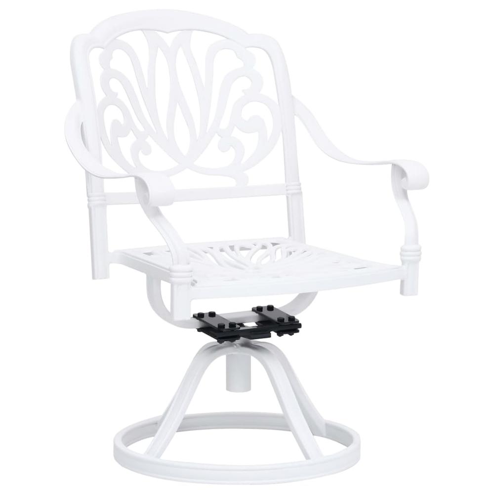 vidaXL Swivel Garden Chairs 2 pcs Cast Aluminum White 5578. Picture 2