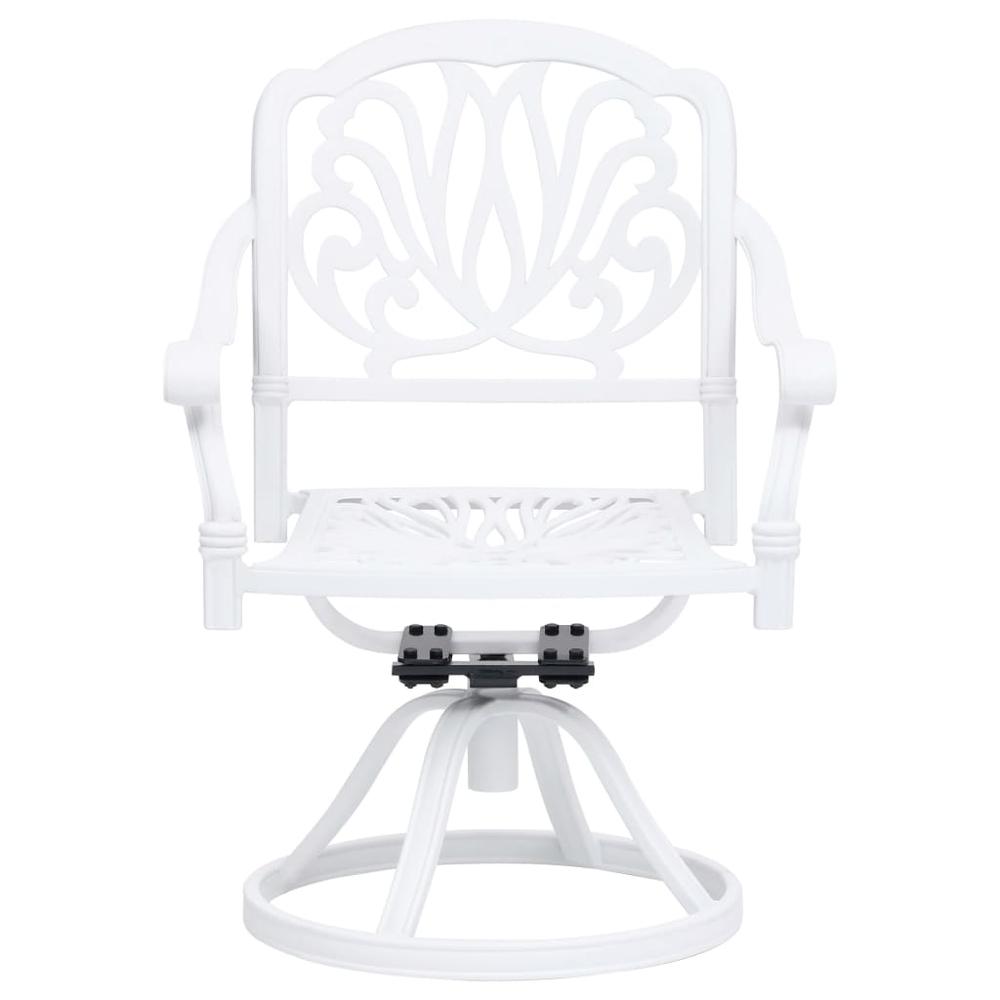 vidaXL Swivel Garden Chairs 2 pcs Cast Aluminum White 5578. Picture 3