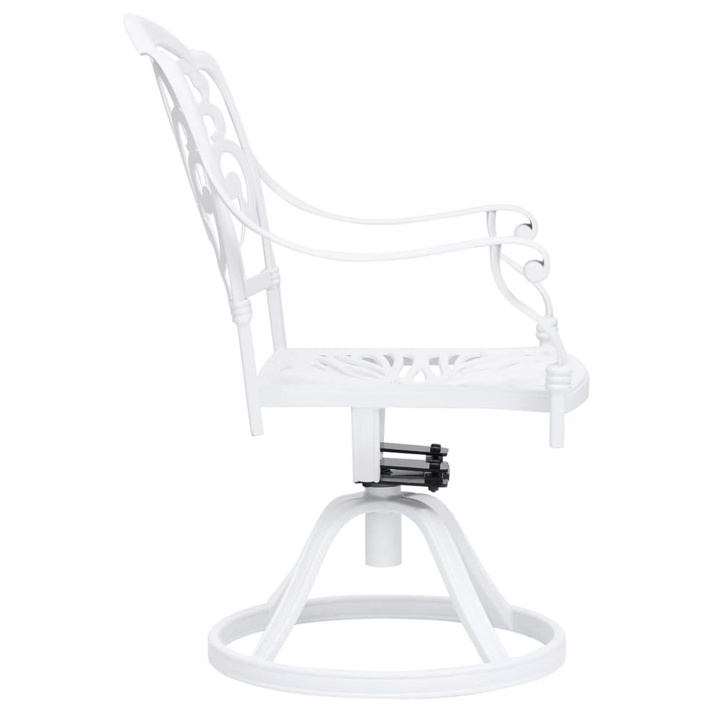 vidaXL Swivel Garden Chairs 2 pcs Cast Aluminum White 5578. Picture 4