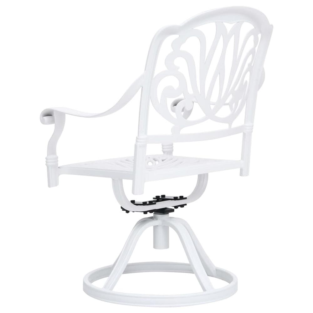 vidaXL Swivel Garden Chairs 2 pcs Cast Aluminum White 5578. Picture 5