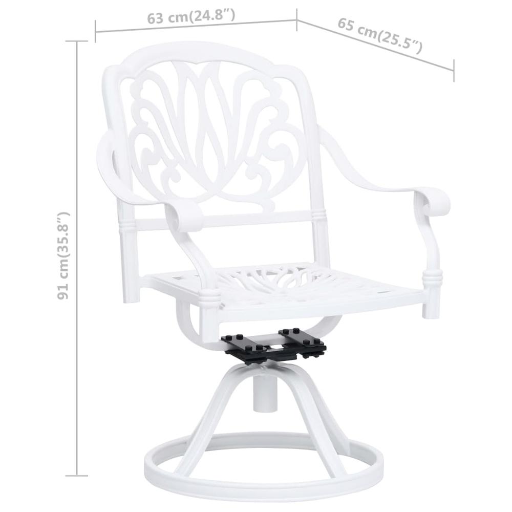 vidaXL Swivel Garden Chairs 2 pcs Cast Aluminum White 5578. Picture 8
