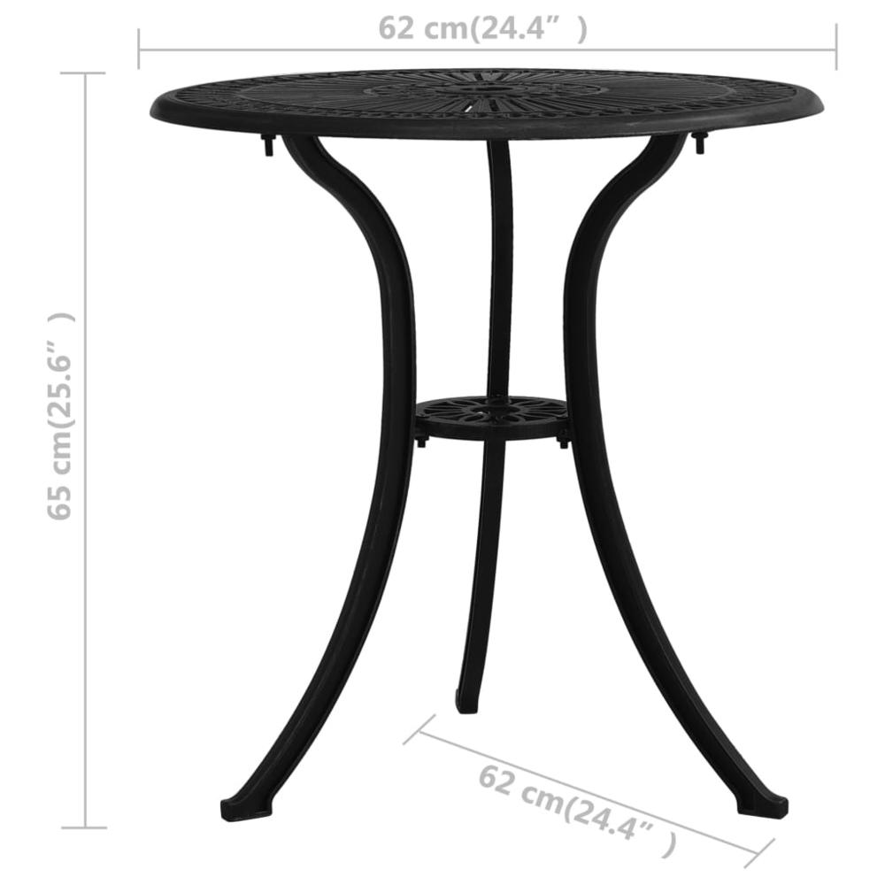 vidaXL Garden Table Black 24.4"x24.4"x25.6" Cast Aluminum 5580. Picture 6