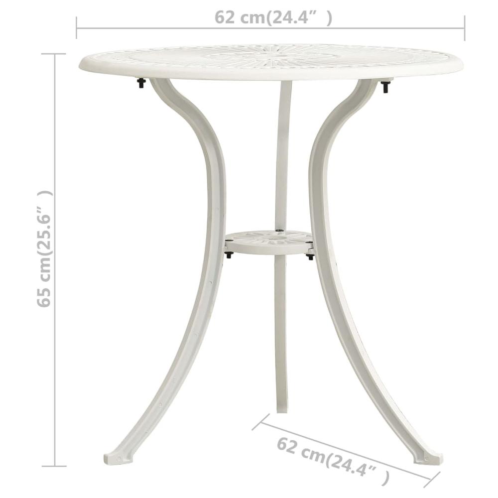 vidaXL Garden Table White 24.4"x24.4"x25.6" Cast Aluminum 5581. Picture 6