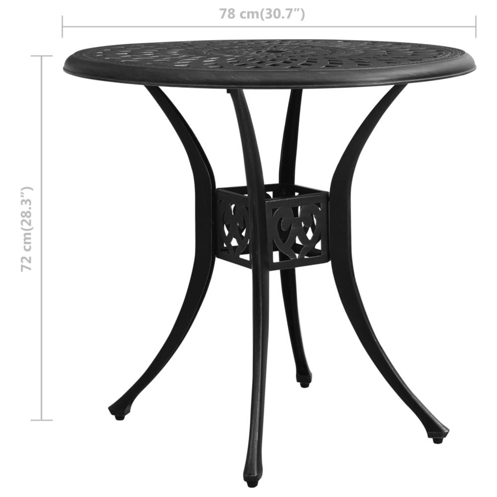 vidaXL Garden Table Black 30.7"x30.7"x28.3" Cast Aluminum 5583. Picture 6