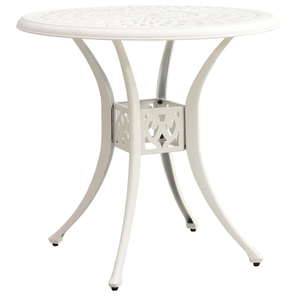 vidaXL Garden Table White 30.7"x30.7"x28.3" Cast Aluminum 5584. Picture 1