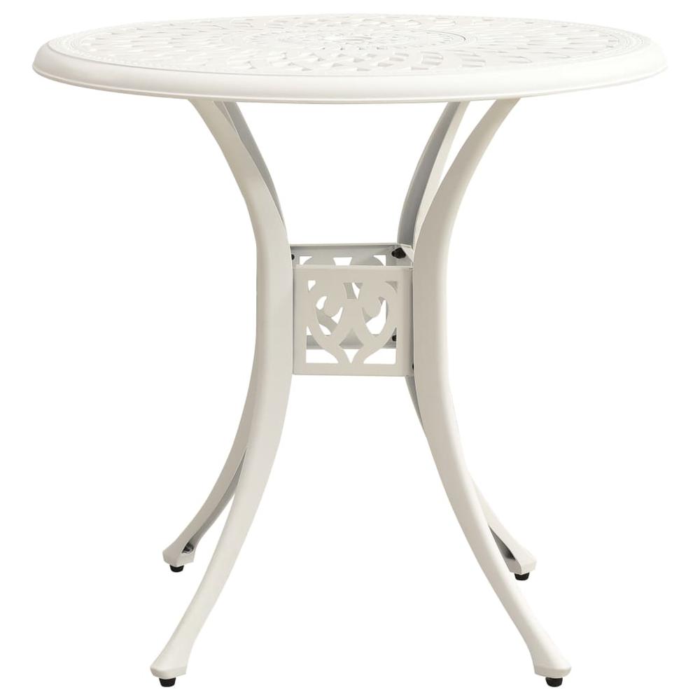 vidaXL Garden Table White 30.7"x30.7"x28.3" Cast Aluminum 5584. Picture 2
