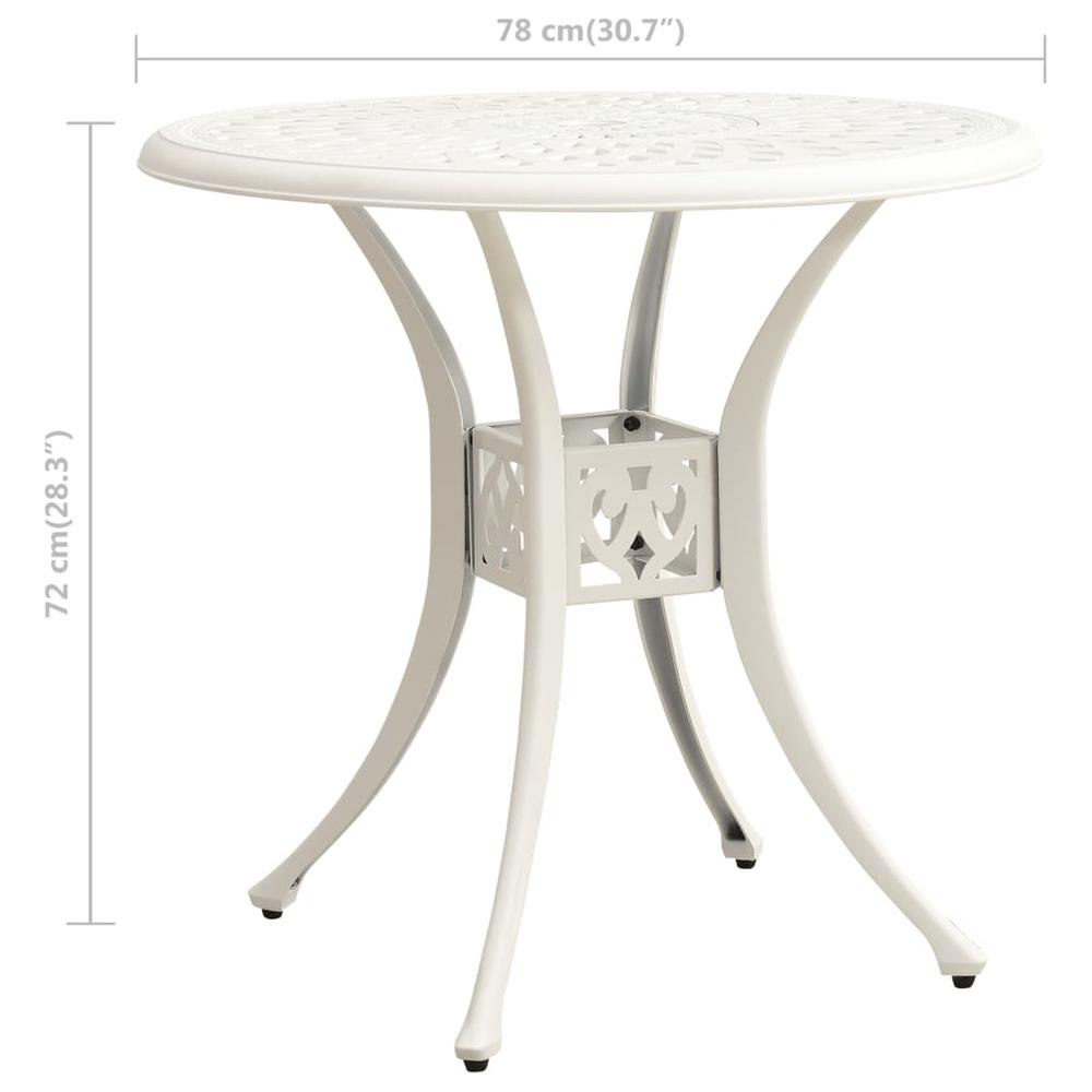 vidaXL Garden Table White 30.7"x30.7"x28.3" Cast Aluminum 5584. Picture 6