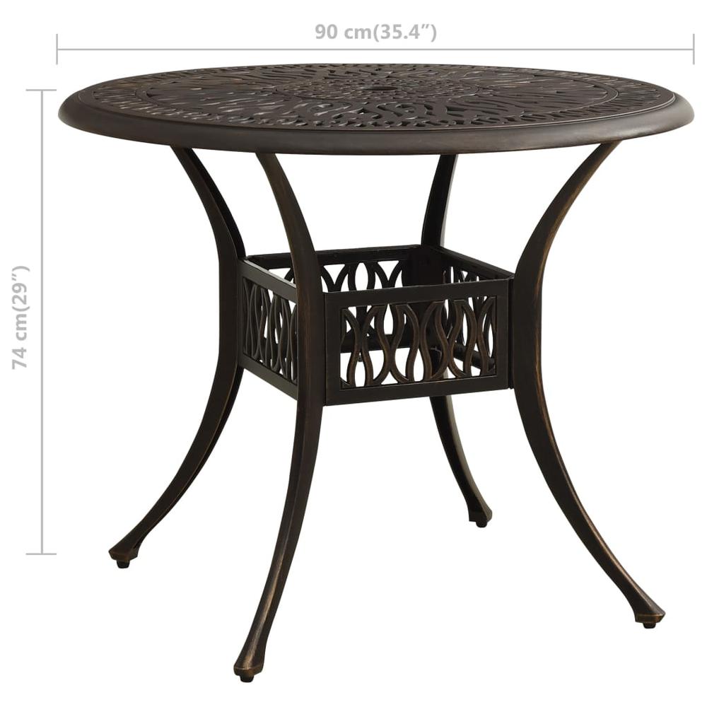 vidaXL Garden Table Bronze 35.4"x35.4"x29.1" Cast Aluminum 5585. Picture 6