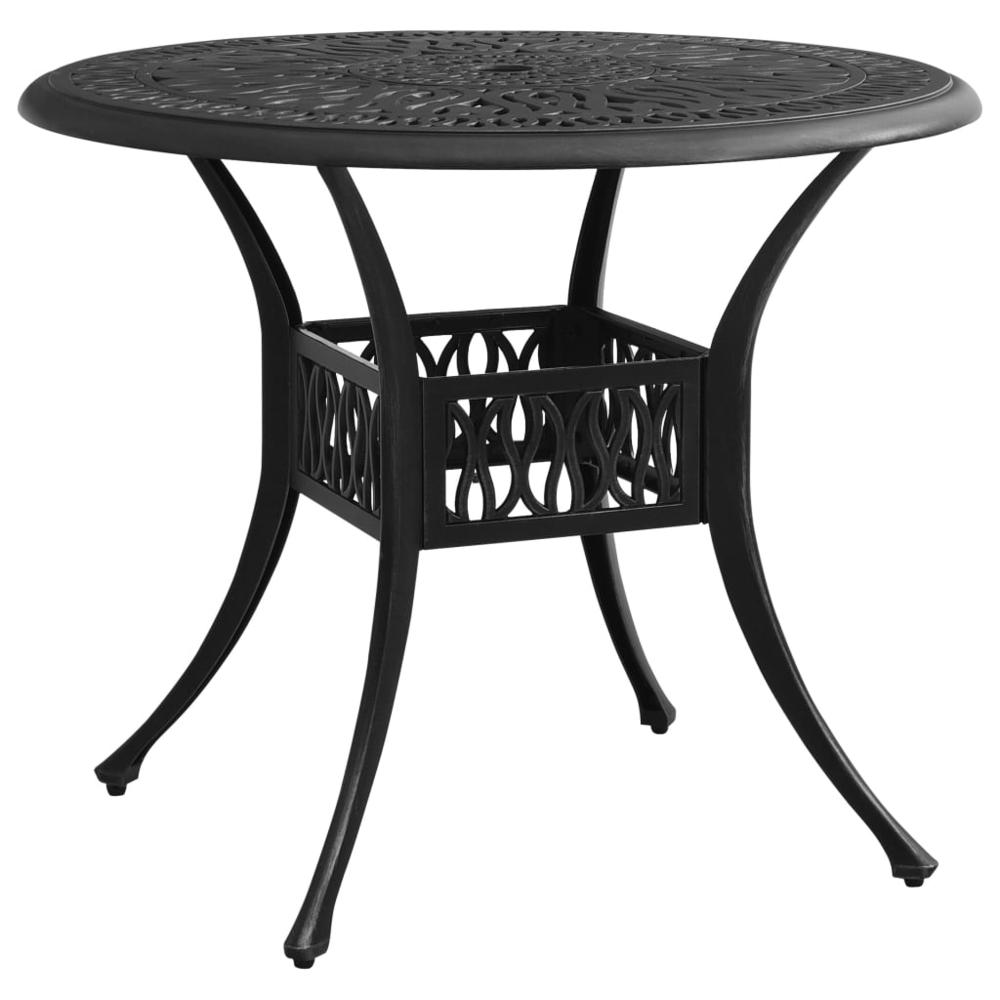 vidaXL Garden Table Black 35.4"x35.4"x29.1" Cast Aluminum 5586. Picture 1