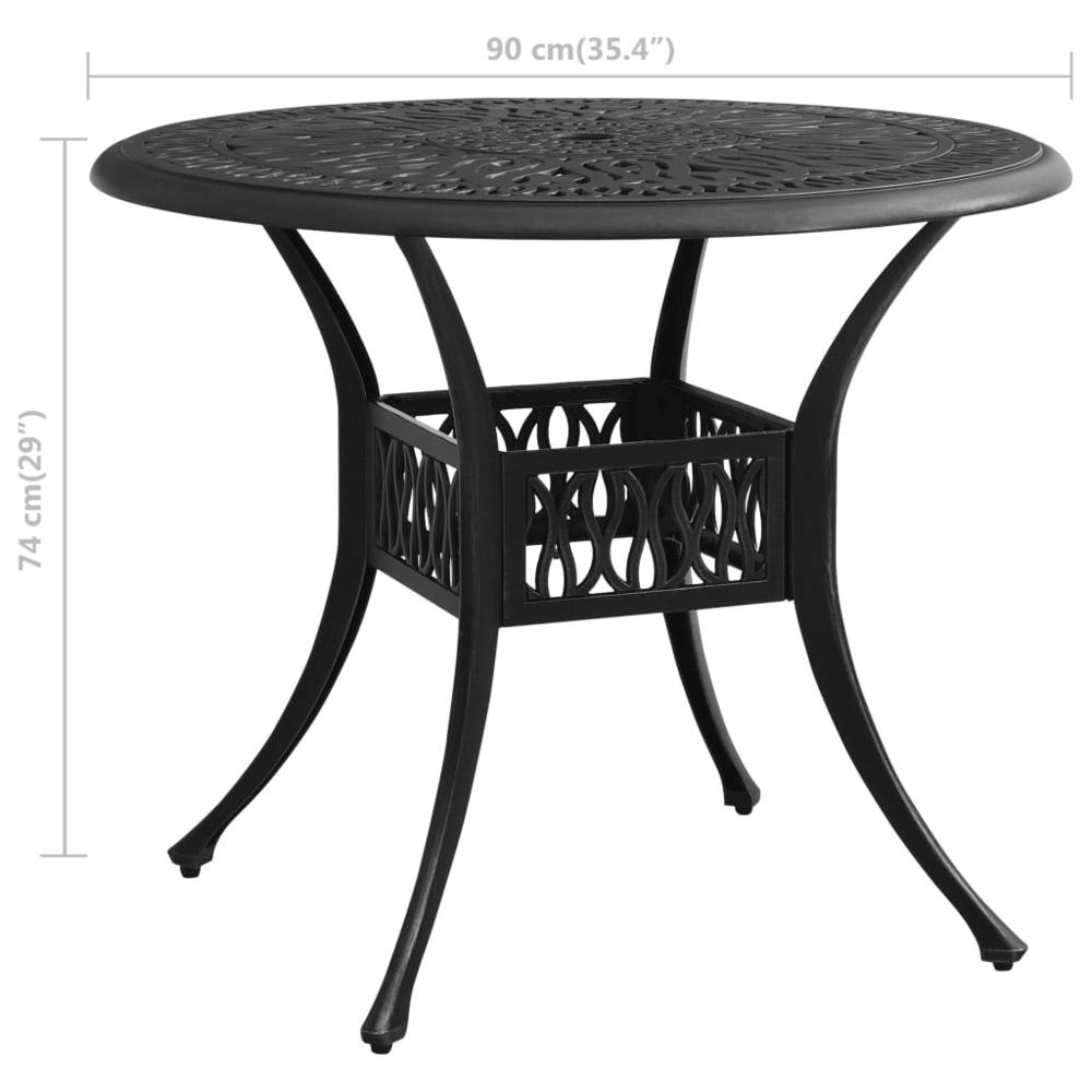 vidaXL Garden Table Black 35.4"x35.4"x29.1" Cast Aluminum 5586. Picture 6
