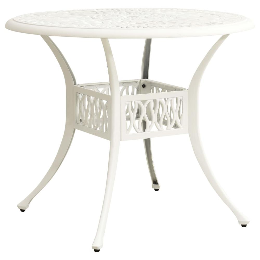 vidaXL Garden Table White 35.4"x35.4"x29.1" Cast Aluminum 5587. Picture 1