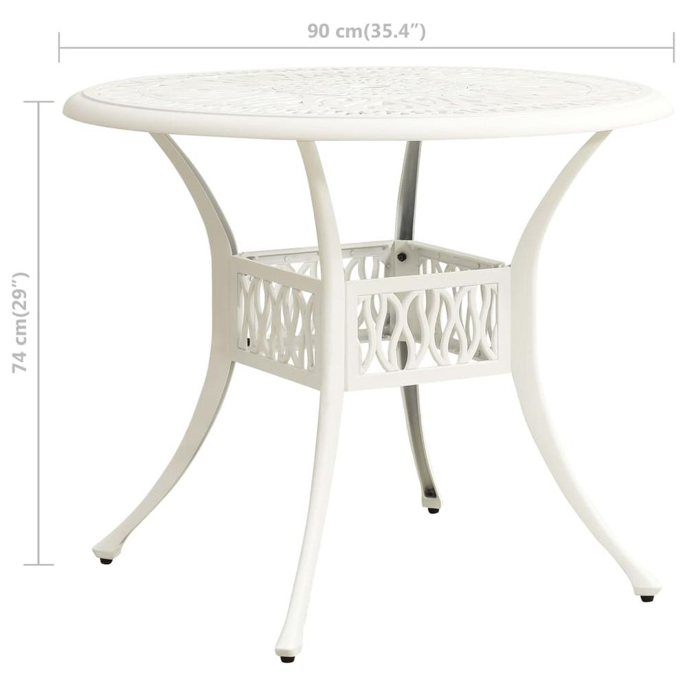 vidaXL Garden Table White 35.4"x35.4"x29.1" Cast Aluminum 5587. Picture 6