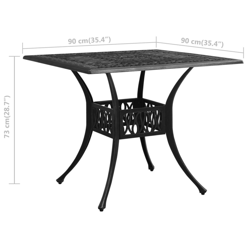 vidaXL Garden Table Black 35.4"x35.4"x28.7" Cast Aluminum 5589. Picture 6