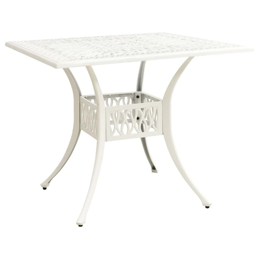 vidaXL Garden Table White 35.4"x35.4"x28.7" Cast Aluminum 5590. Picture 1