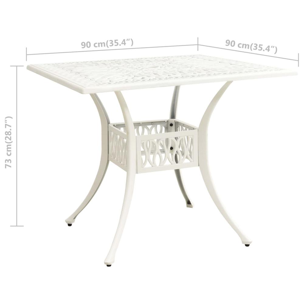 vidaXL Garden Table White 35.4"x35.4"x28.7" Cast Aluminum 5590. Picture 6