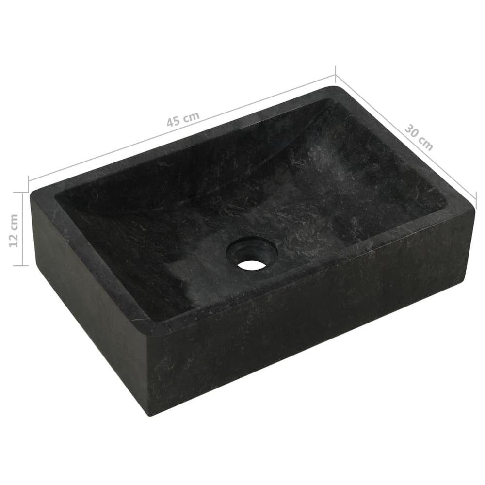 vidaXL Bathroom Vanity Cabinet Solid Teak with Sink Marble Black, 3058159. Picture 9