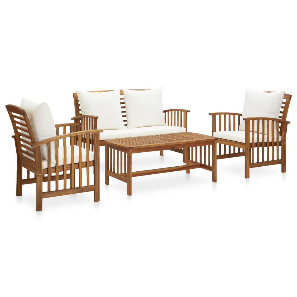 vidaXL 4 Piece Garden Lounge Set with Cushions Solid Acacia Wood, 3057975. Picture 1