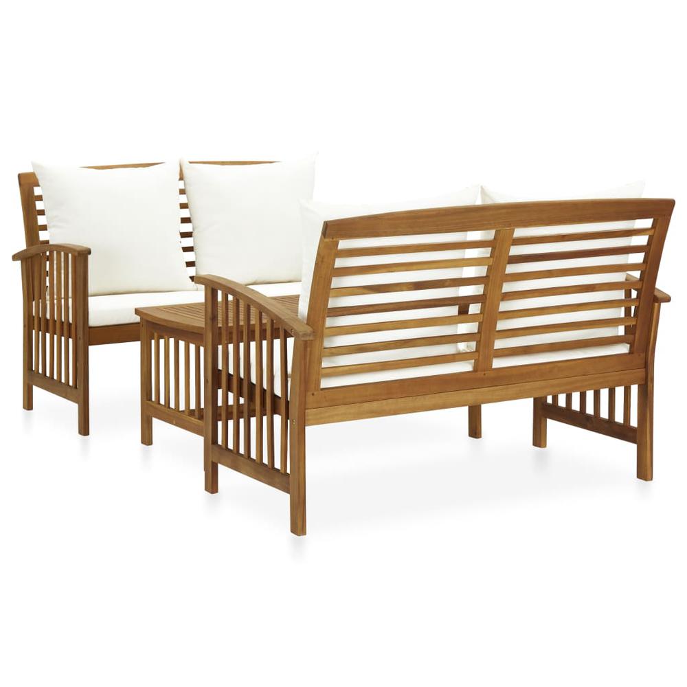 vidaXL 3 Piece Garden Lounge Set with Cushions Solid Acacia Wood, 3057976. Picture 1