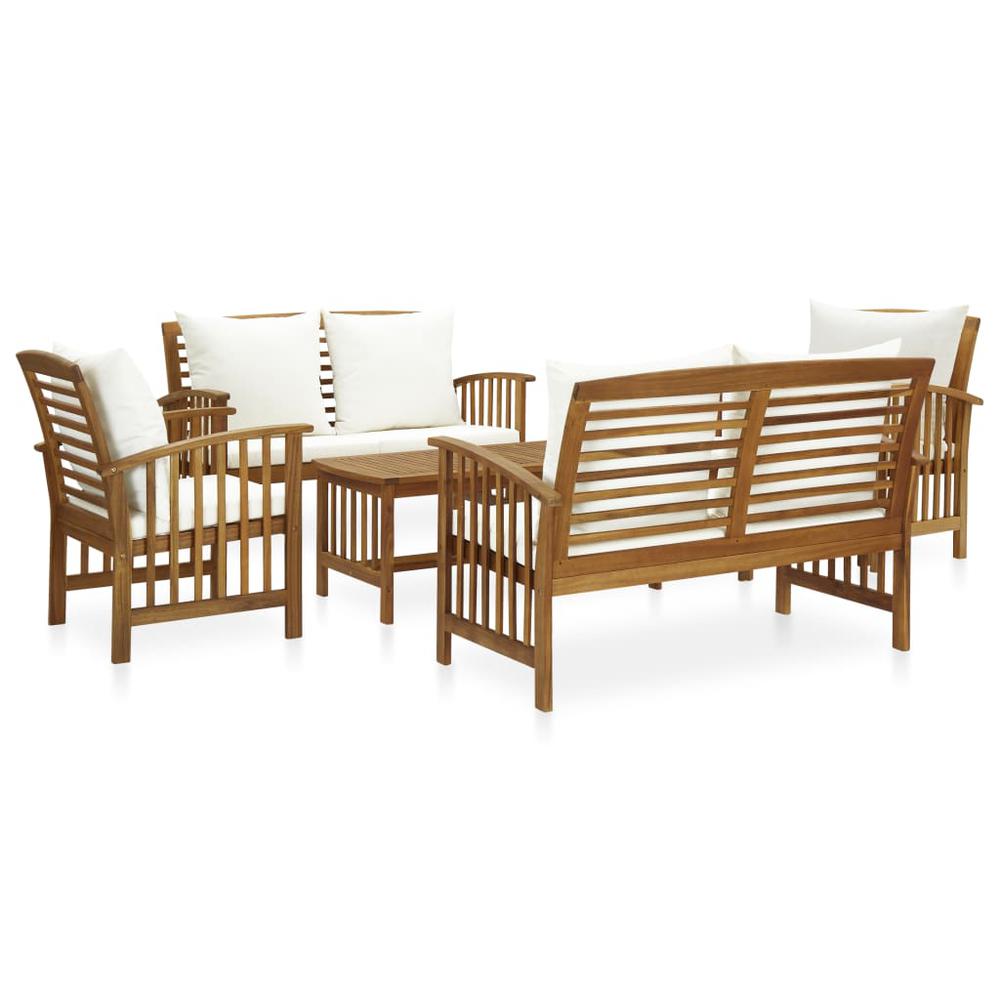 vidaXL 5 Piece Garden Lounge Set with Cushions Solid Acacia Wood, 3057977. Picture 1