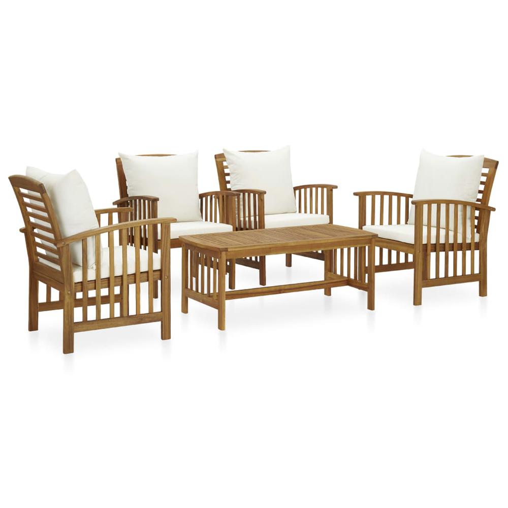 vidaXL 5 Piece Garden Lounge Set with Cushions Solid Acacia Wood, 3057978. Picture 1