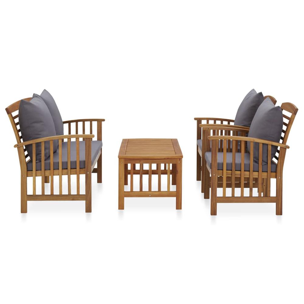 vidaXL 4 Piece Garden Lounge Set with Cushions Solid Acacia Wood, 3057979. Picture 2