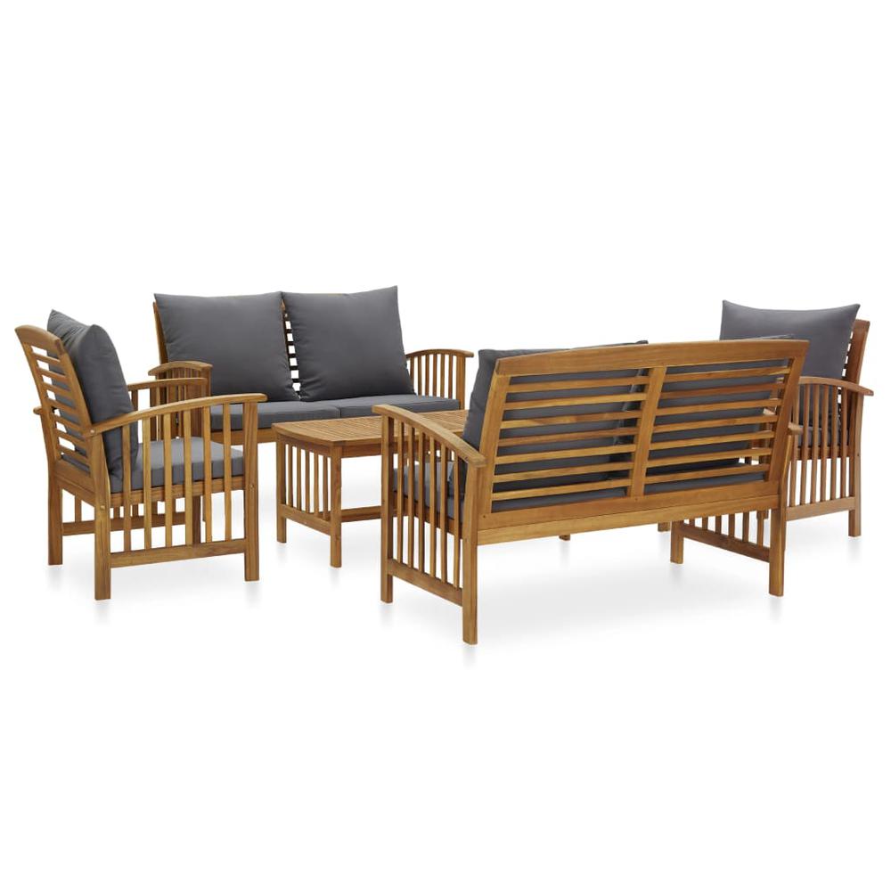 vidaXL 5 Piece Garden Lounge Set with Cushions Solid Acacia Wood, 3057981. Picture 1