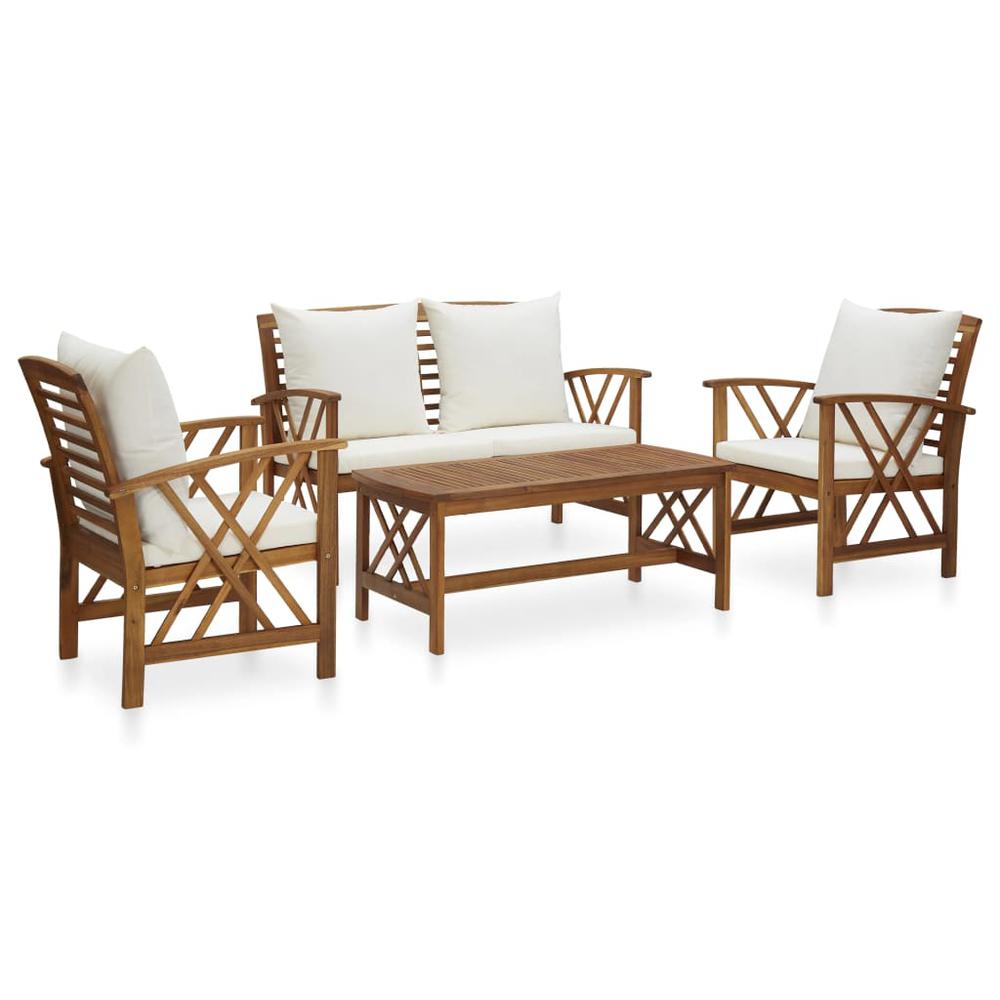 vidaXL 4 Piece Garden Lounge Set with Cushions Solid Acacia Wood, 3057987. The main picture.