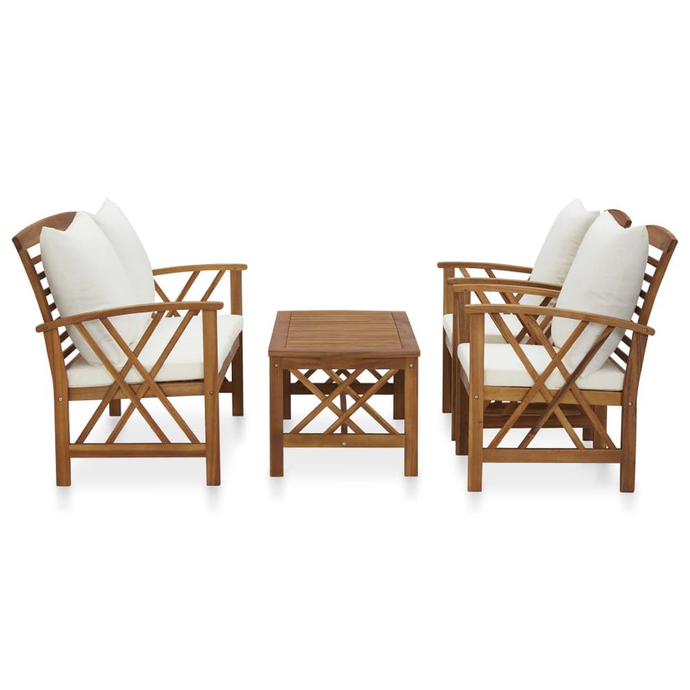vidaXL 4 Piece Garden Lounge Set with Cushions Solid Acacia Wood, 3057987. Picture 2