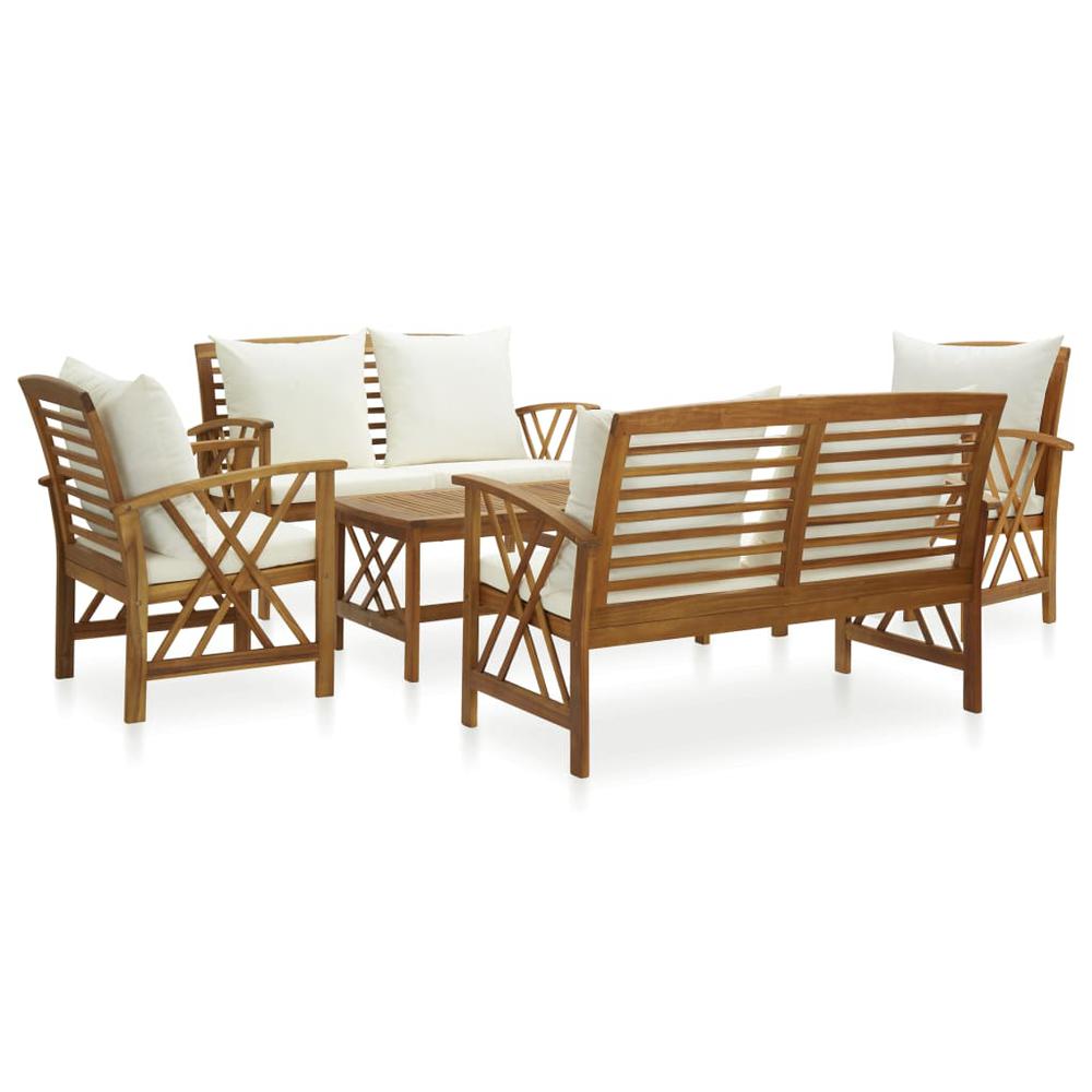 vidaXL 5 Piece Garden Lounge Set with Cushions Solid Acacia Wood, 3057989. Picture 1