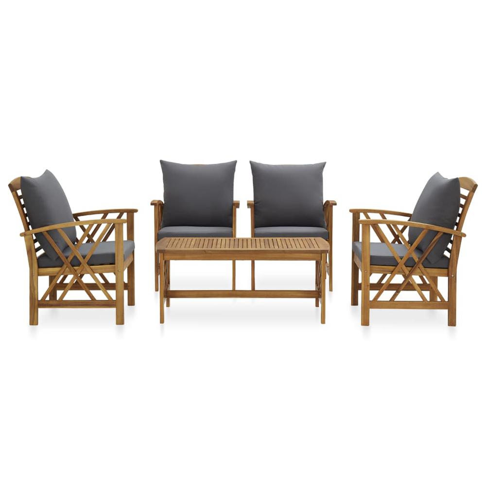 vidaXL 5 Piece Garden Lounge Set with Cushions Solid Acacia Wood, 3057994. Picture 2