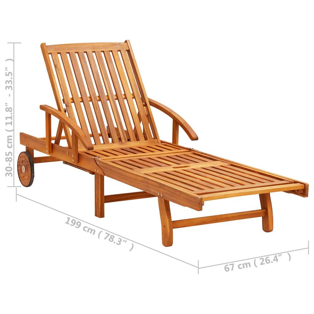 vidaXL 2 Piece Sunlounger Set with Table Solid Acacia Wood. Picture 10