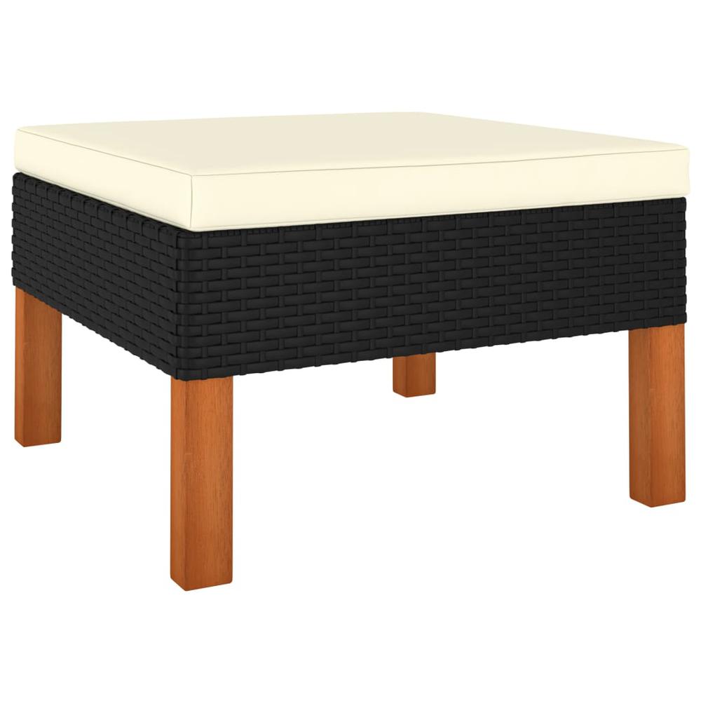 vidaXL Footstool Poly Rattan and Solid Eucalyptus Wood 5761. Picture 1