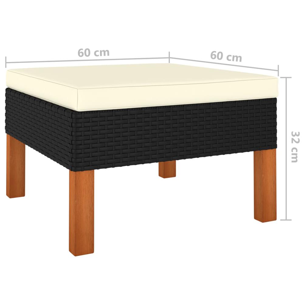 vidaXL Footstool Poly Rattan and Solid Eucalyptus Wood 5761. Picture 4