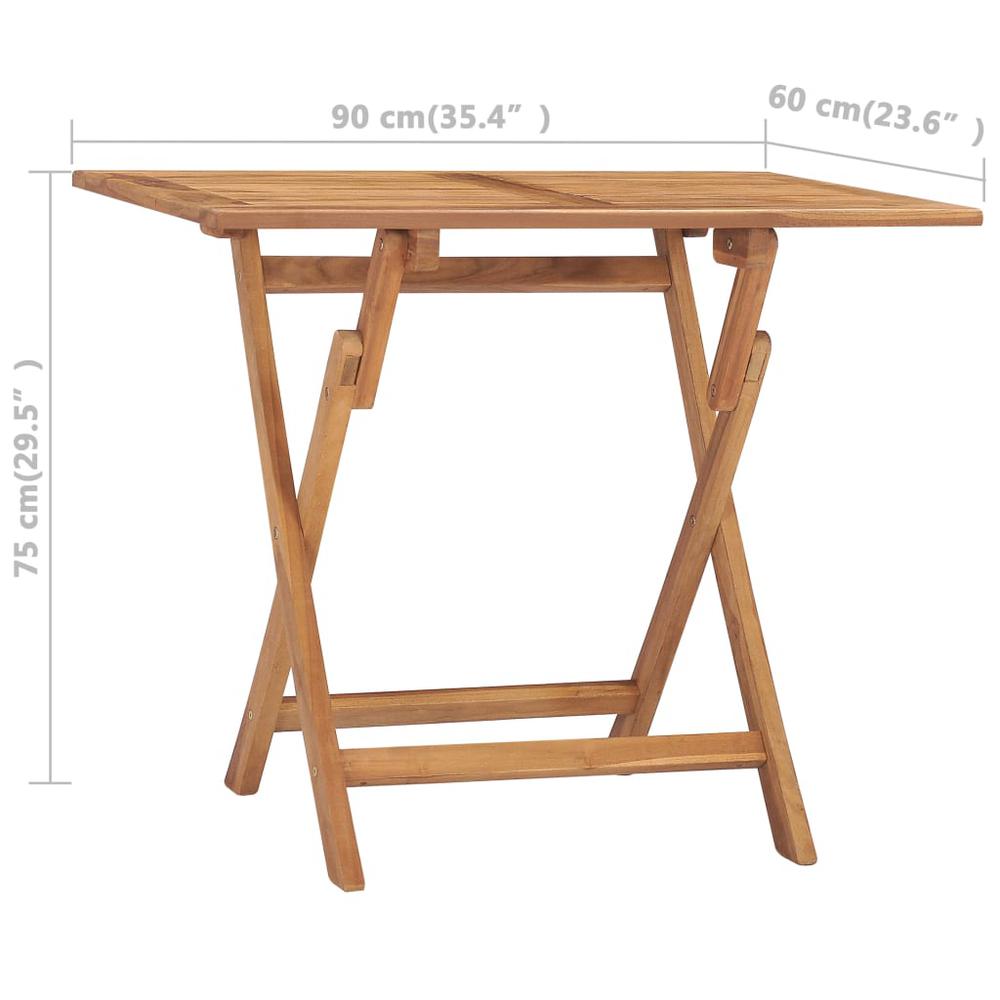 vidaXL Folding Garden Dining Table 35.4"x23.6"x29.5" Solid Teak Wood 5445. Picture 7