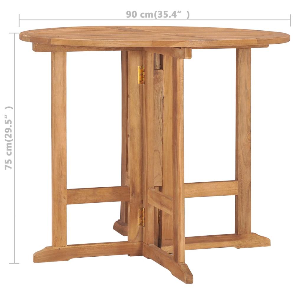 vidaXL Folding Garden Dining Table Ø35.4"x29.5" Solid Teak Wood 5446. Picture 7
