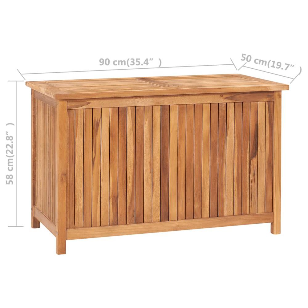 vidaXL Garden Storage Box 35.4"x19.7"x22.8" Solid Teak Wood 5380. Picture 9