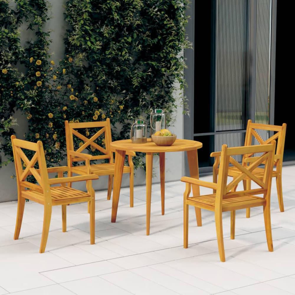 5 Piece Patio Dining Set Solid Wood Acacia. Picture 12