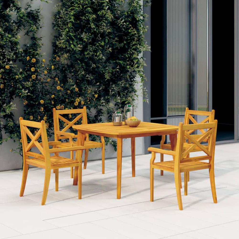 5 Piece Patio Dining Set Solid Wood Acacia. Picture 12