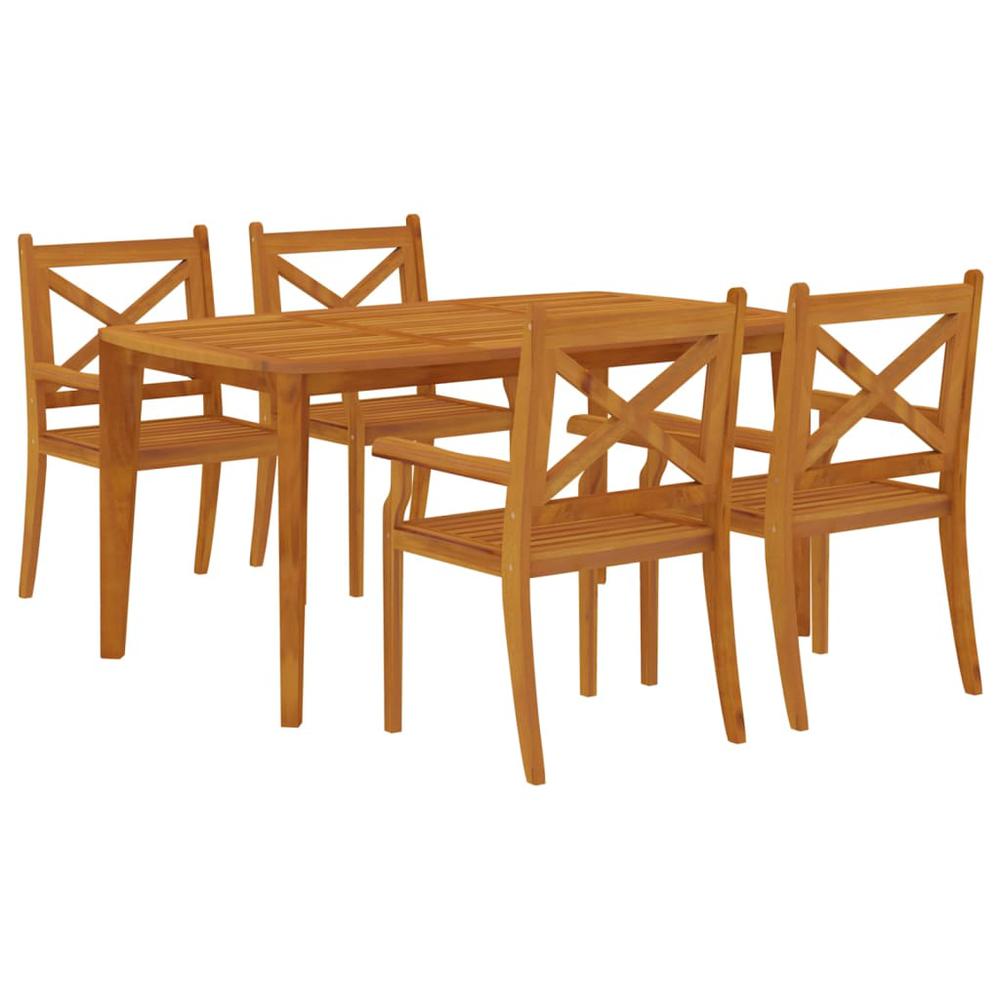 5 Piece Patio Dining Set Solid Wood Acacia. Picture 2