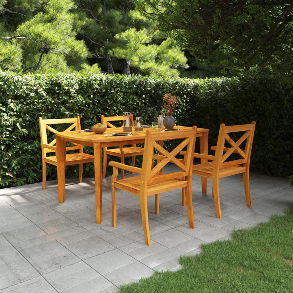 5 Piece Patio Dining Set Solid Wood Acacia. Picture 10
