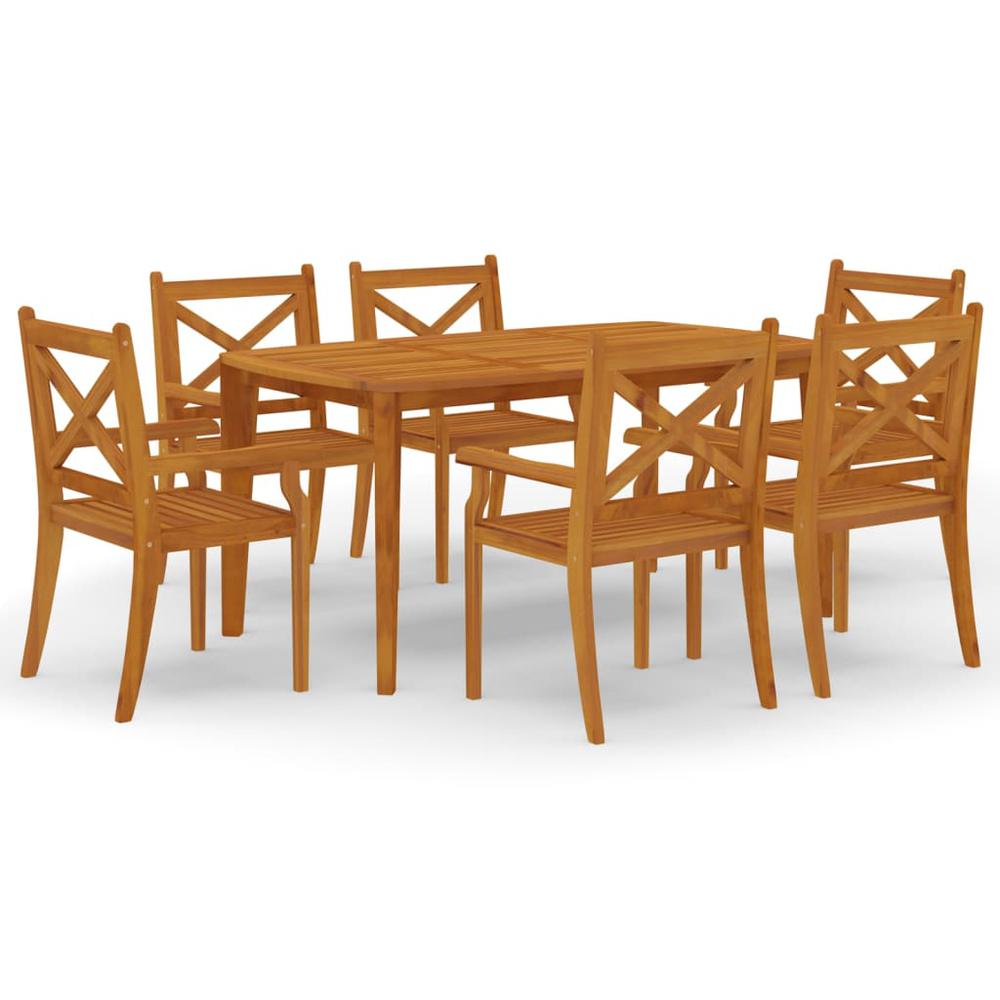 7 Piece Patio Dining Set Solid Wood Acacia. Picture 1
