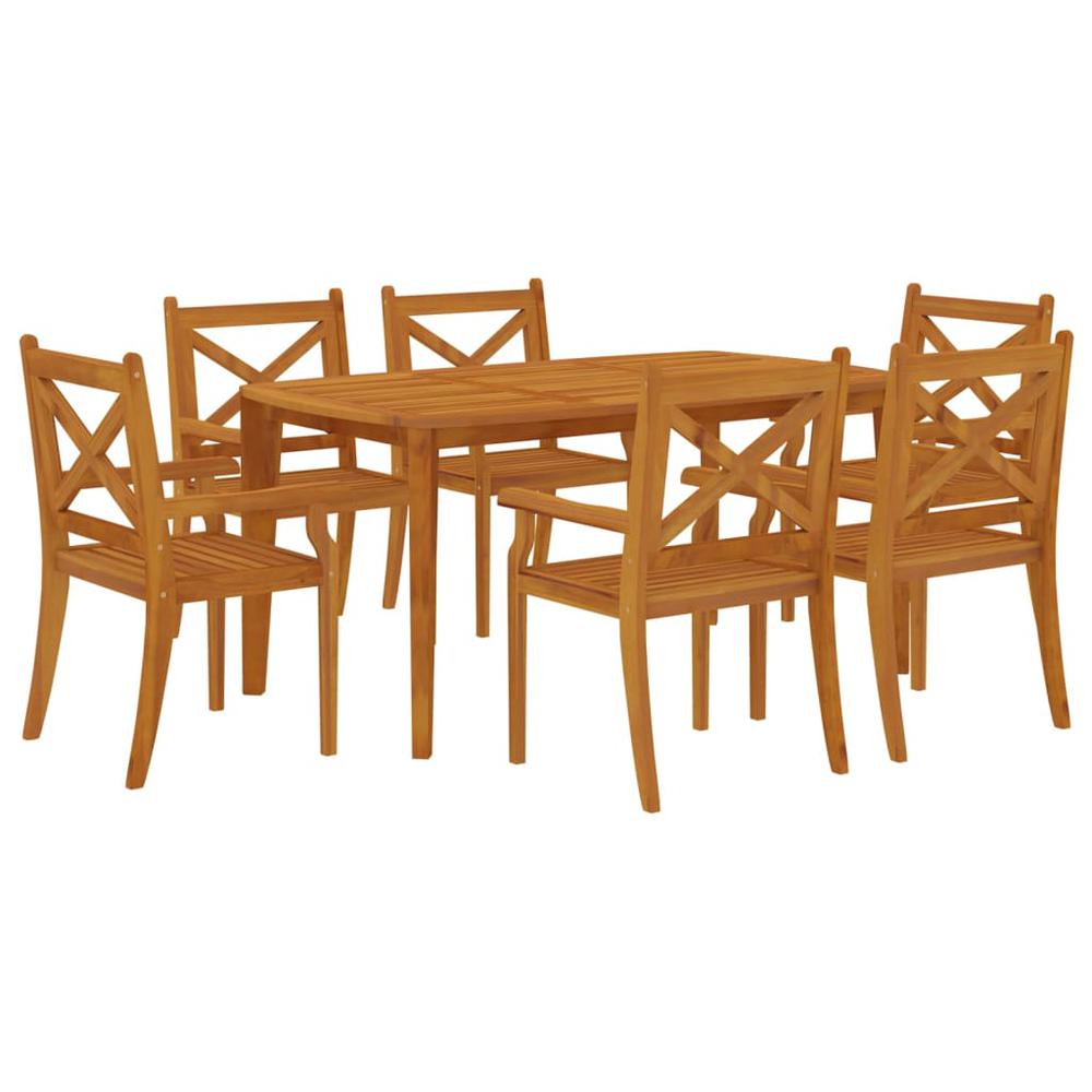 7 Piece Patio Dining Set Solid Wood Acacia. Picture 2