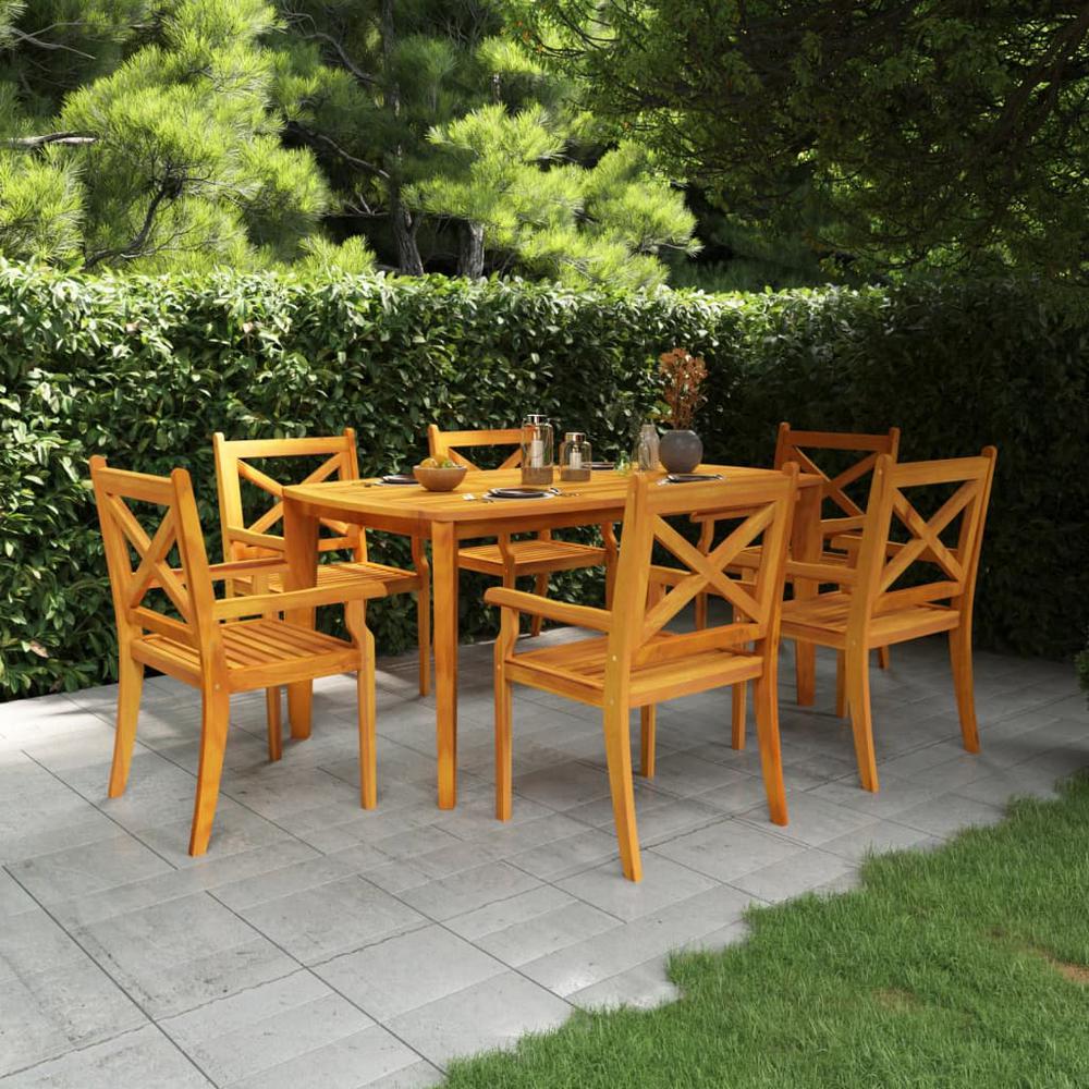 7 Piece Patio Dining Set Solid Wood Acacia. Picture 10