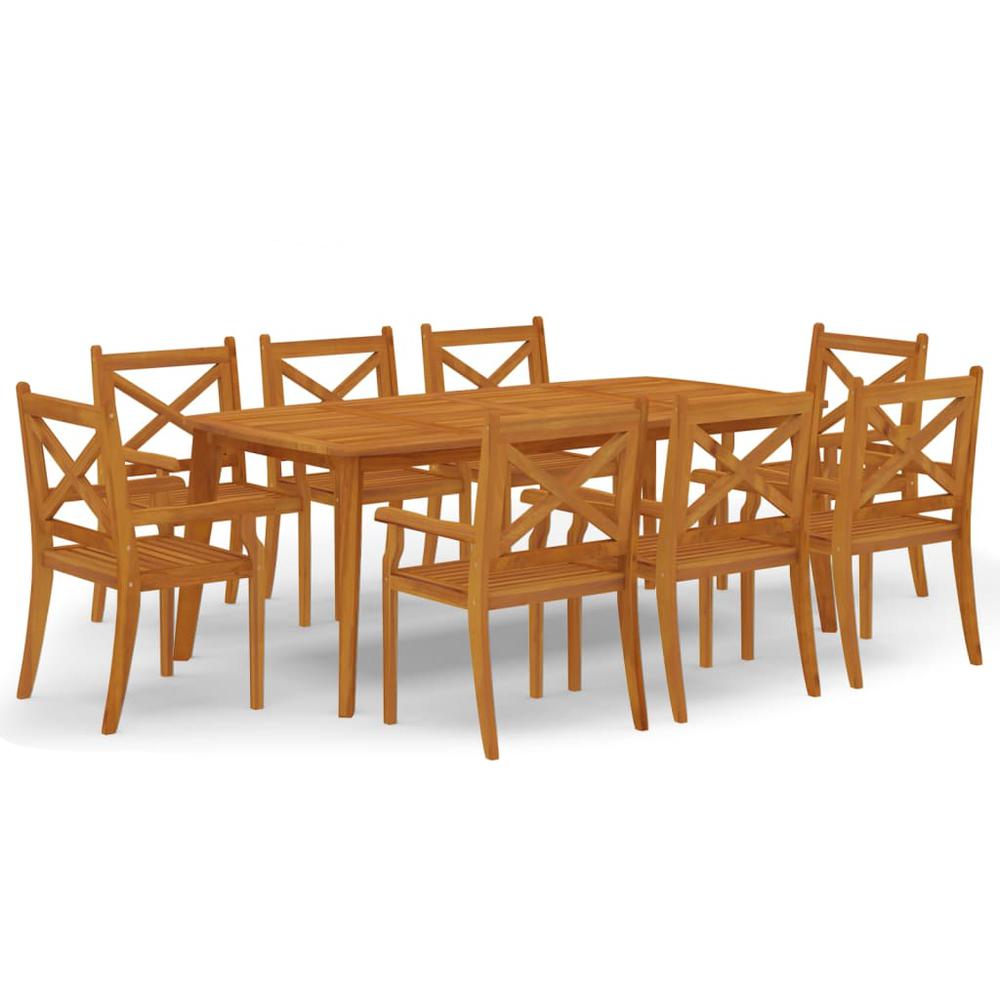 9 Piece Patio Dining Set Solid Wood Acacia. Picture 1