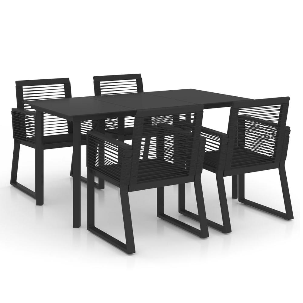 vidaXL 5 Piece Outdoor Dining Set PVC Rattan Black, 3058285. Picture 1