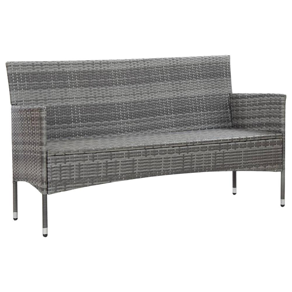 vidaXL 2 Piece Patio Lounge Set with Cushion Poly Rattan Gray, 3059324. Picture 7