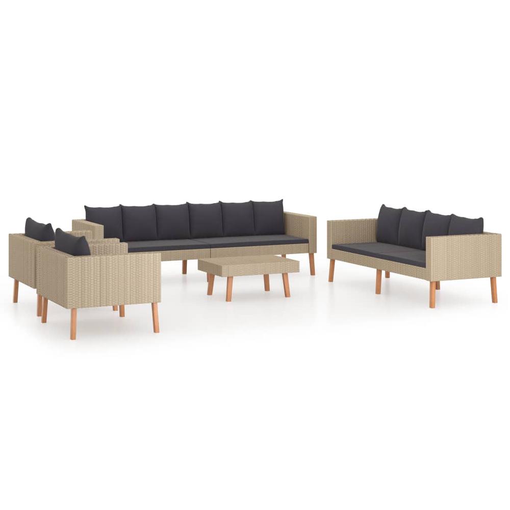 vidaXL 5 Piece Garden Lounge Set with Cushions Poly Rattan Beige, 3059327. The main picture.