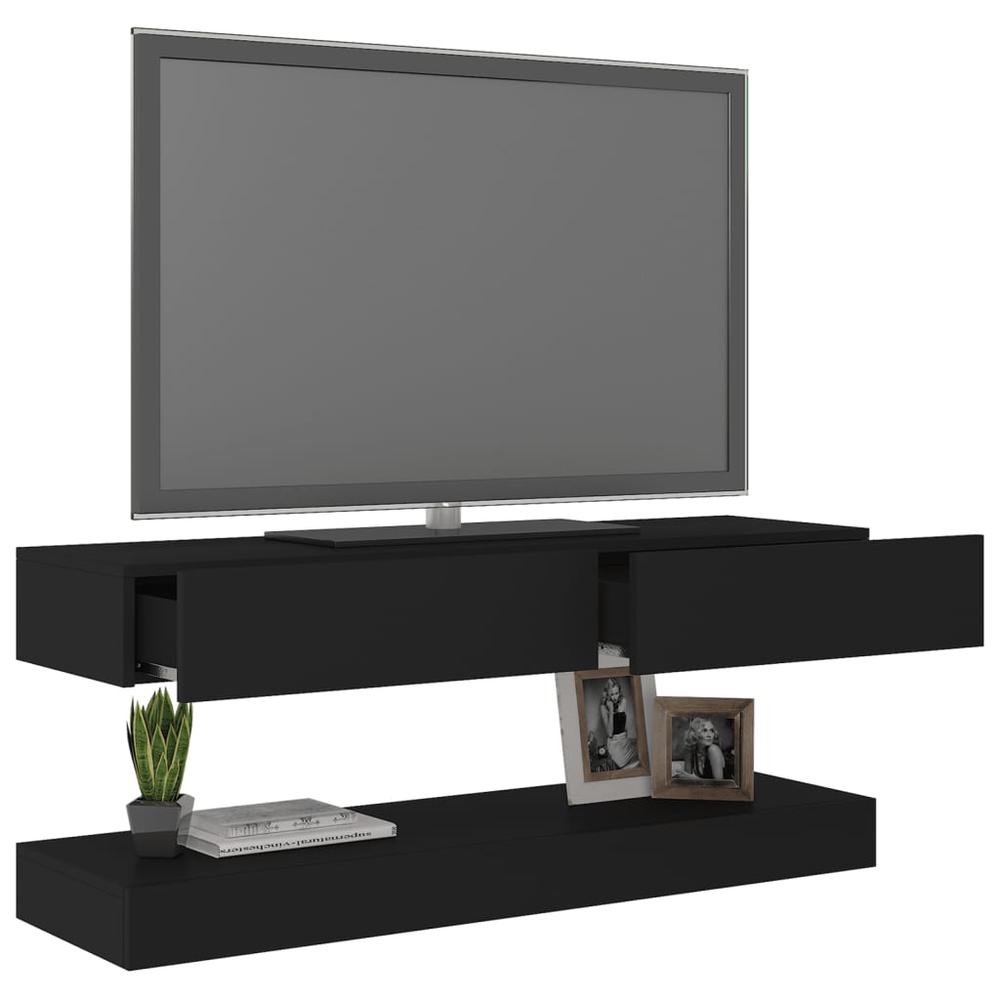 vidaXL TV Cabinet with LED Lights Black 47.2"x13.8". Picture 7