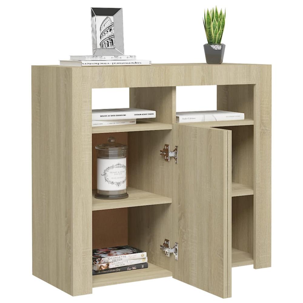 vidaXL Sideboard with LED Lights Sonoma Oak 31.5"x13.8"x29.5". Picture 6
