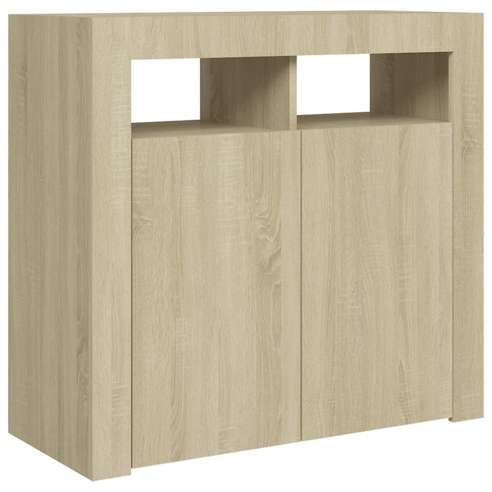 vidaXL Sideboard with LED Lights Sonoma Oak 31.5"x13.8"x29.5". Picture 7